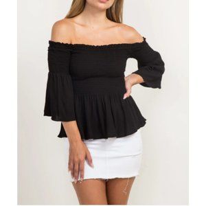 Black off the shoulder blouse